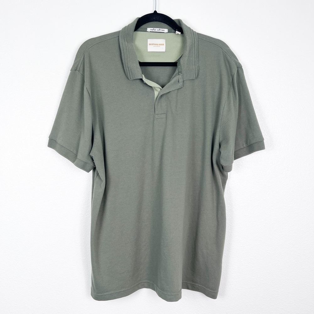 Scotch & Soda Men's Short Sleeve Polo Shirt Green Sz XL